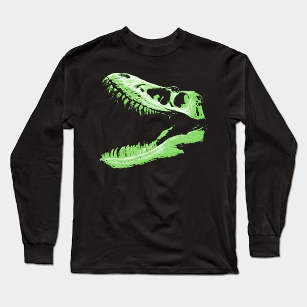 Dinosaur Skull Green Long Sleeve T-Shirt by RaphaelWolf